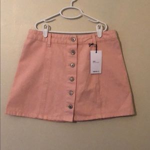 Button Down Front Skirt - Light Pink